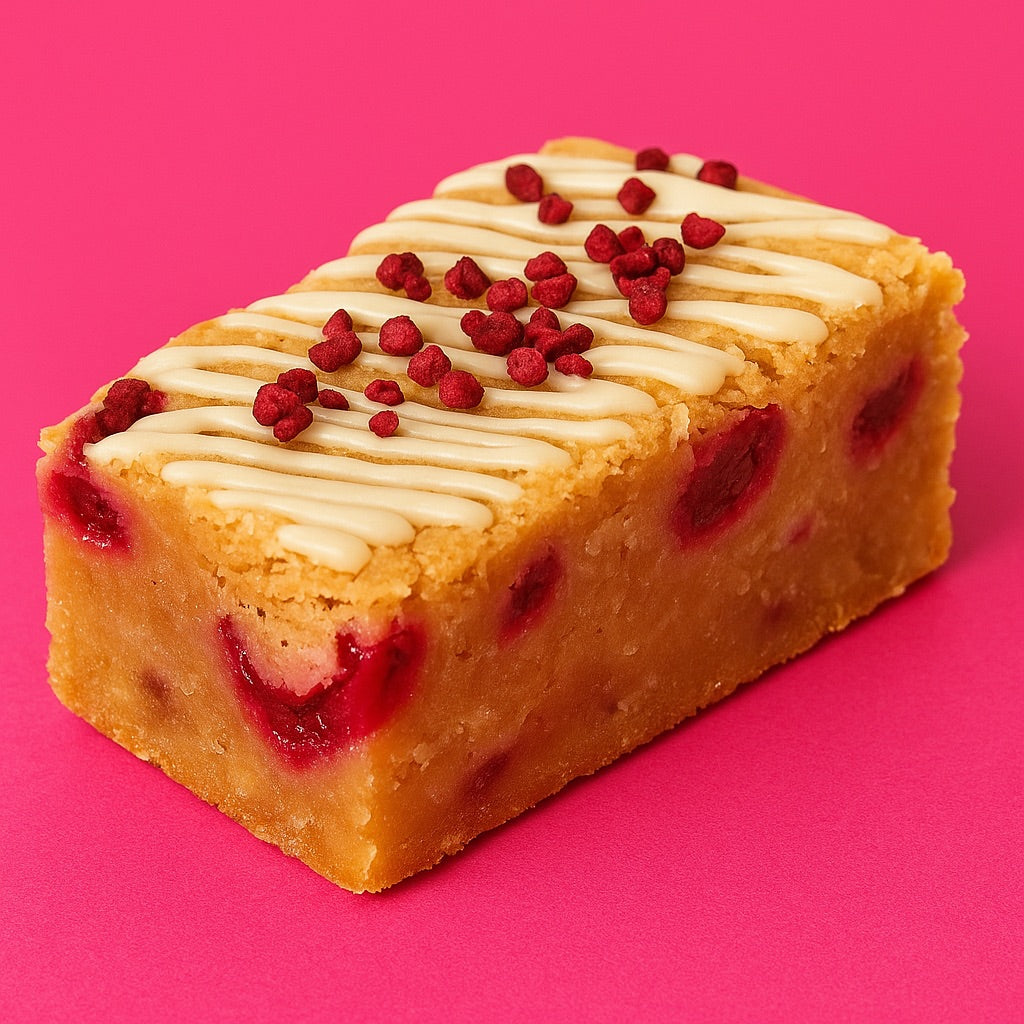 Raspberry & White Chocolate Blondie 💕🍫🍓